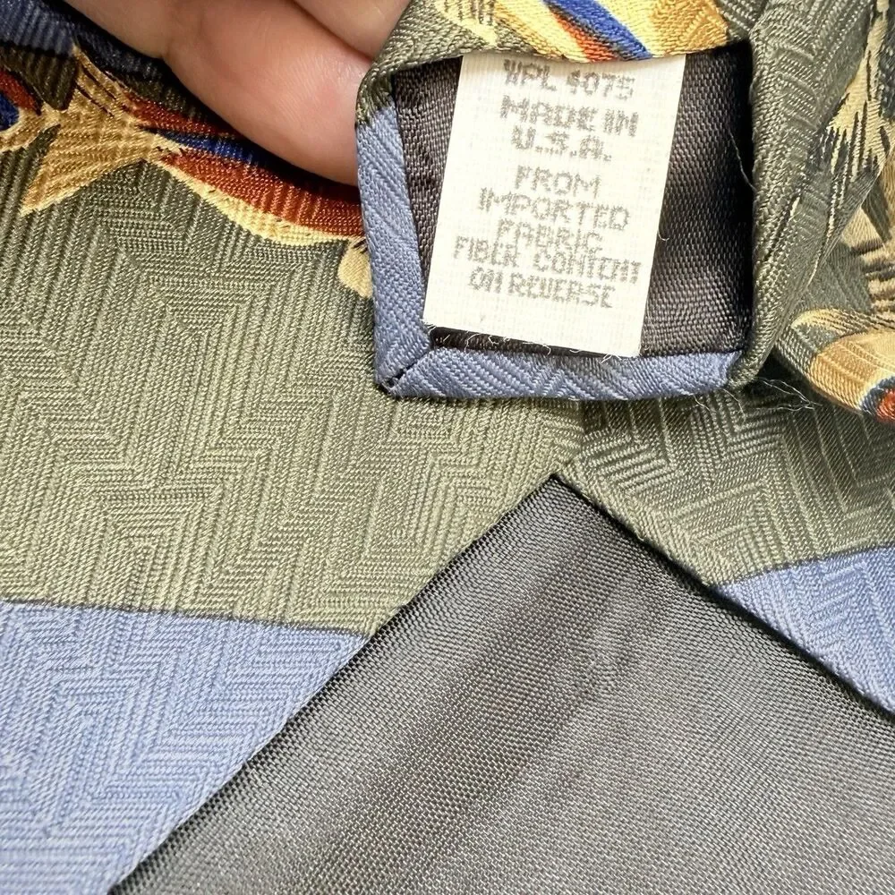 Puritan Special Edition Blue Green Brown Fish Print Polyester Neck Tie